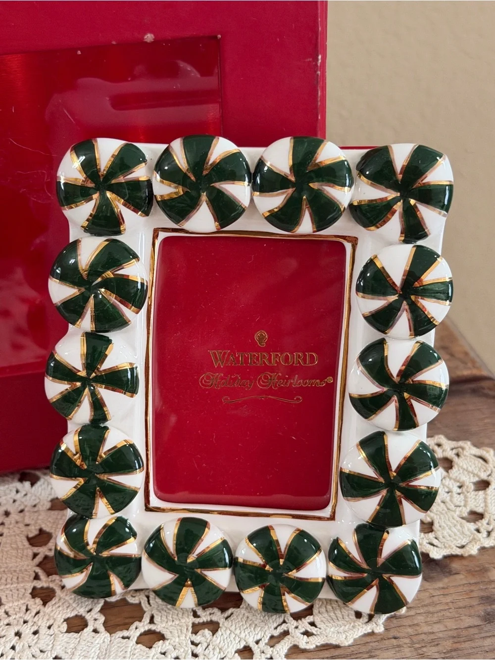 Waterford Peppermint Holiday Frames in Red & Green